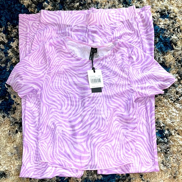 Kendall & Kylie Other - Kendall + Kylie Lilac Abstract Tiger Mesh Pant Coverup Set M